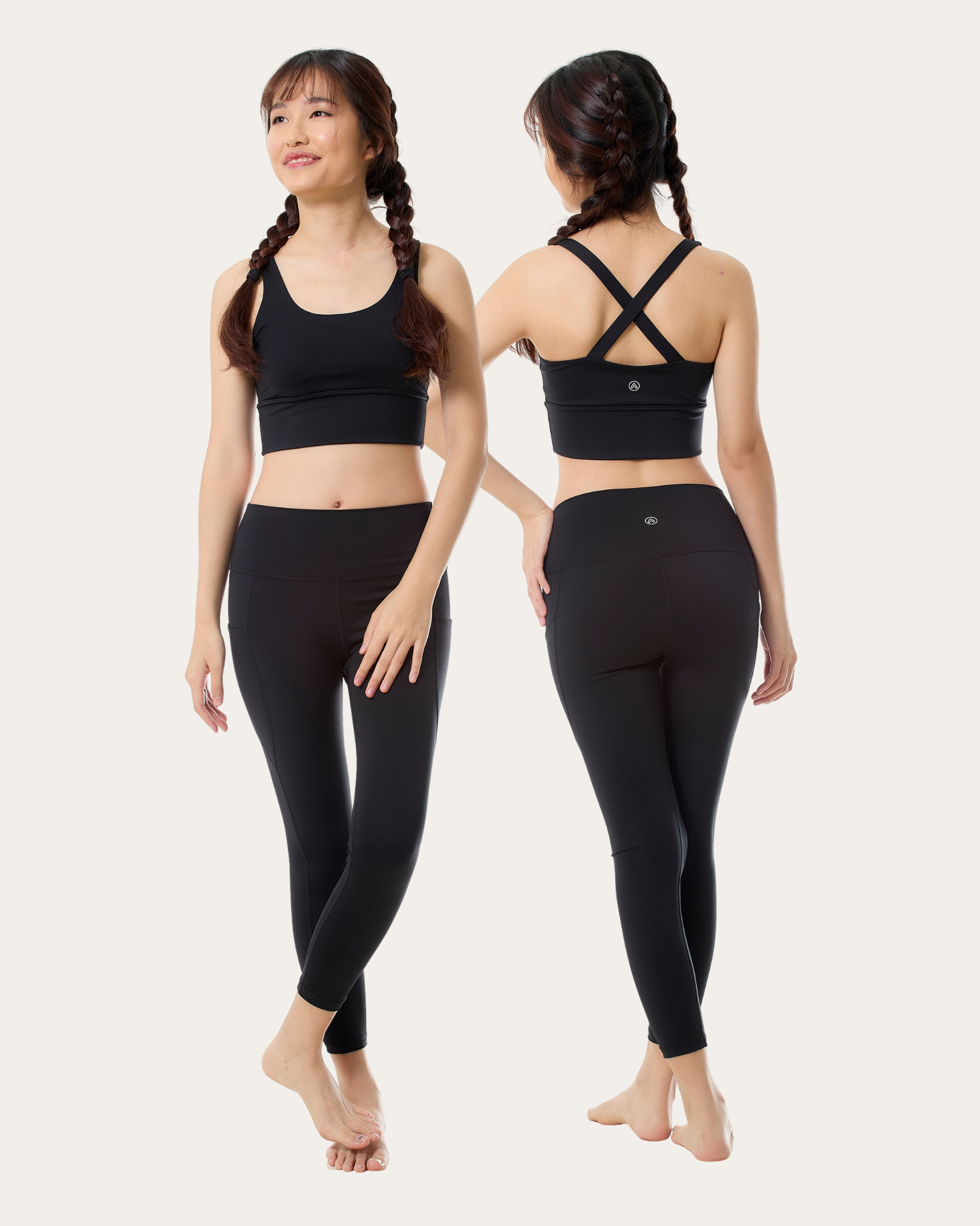Cross-back Longline Bra + Pocket Leggings Set (Eclipse)