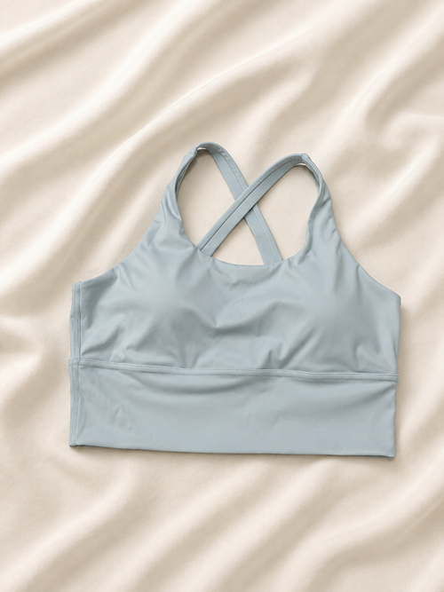 Cross-back Longline Bra in Glacier