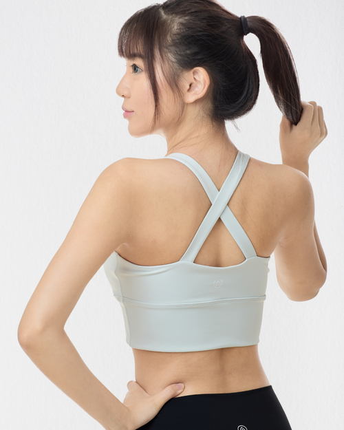 Cross-back Longline Bra in Glacier