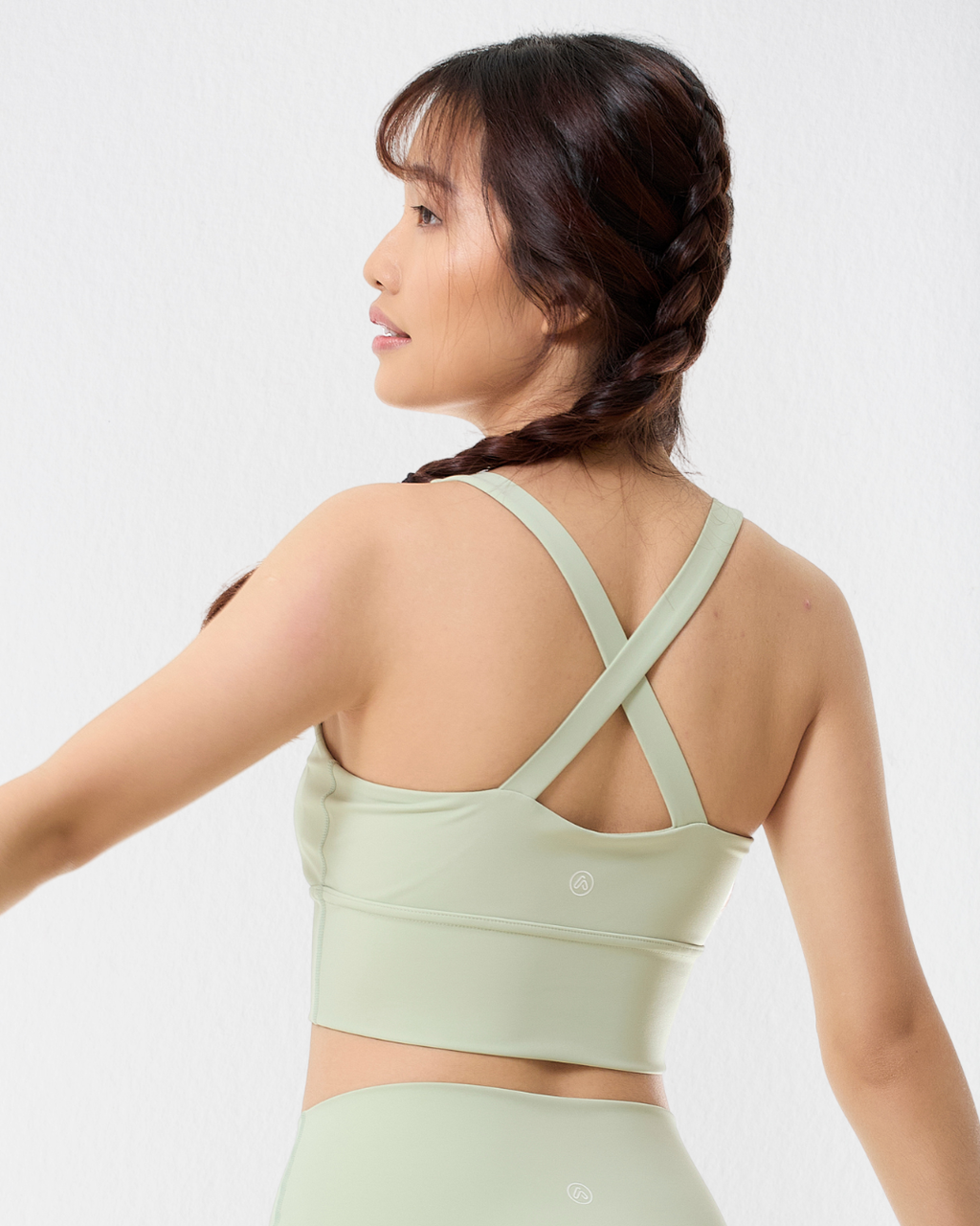 Cross-back Longline Bra in Celadon