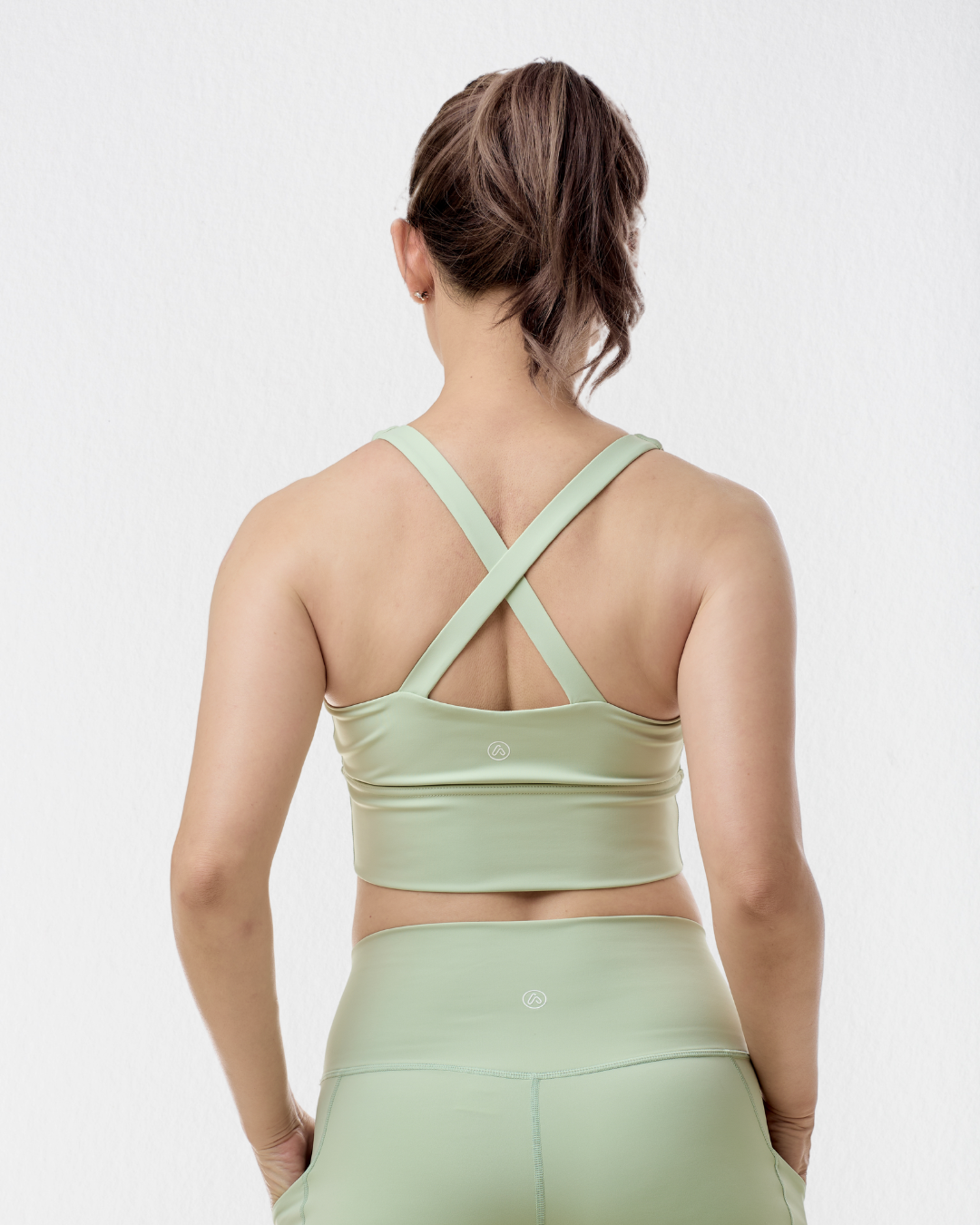Cross-back Longline Bra in Celadon