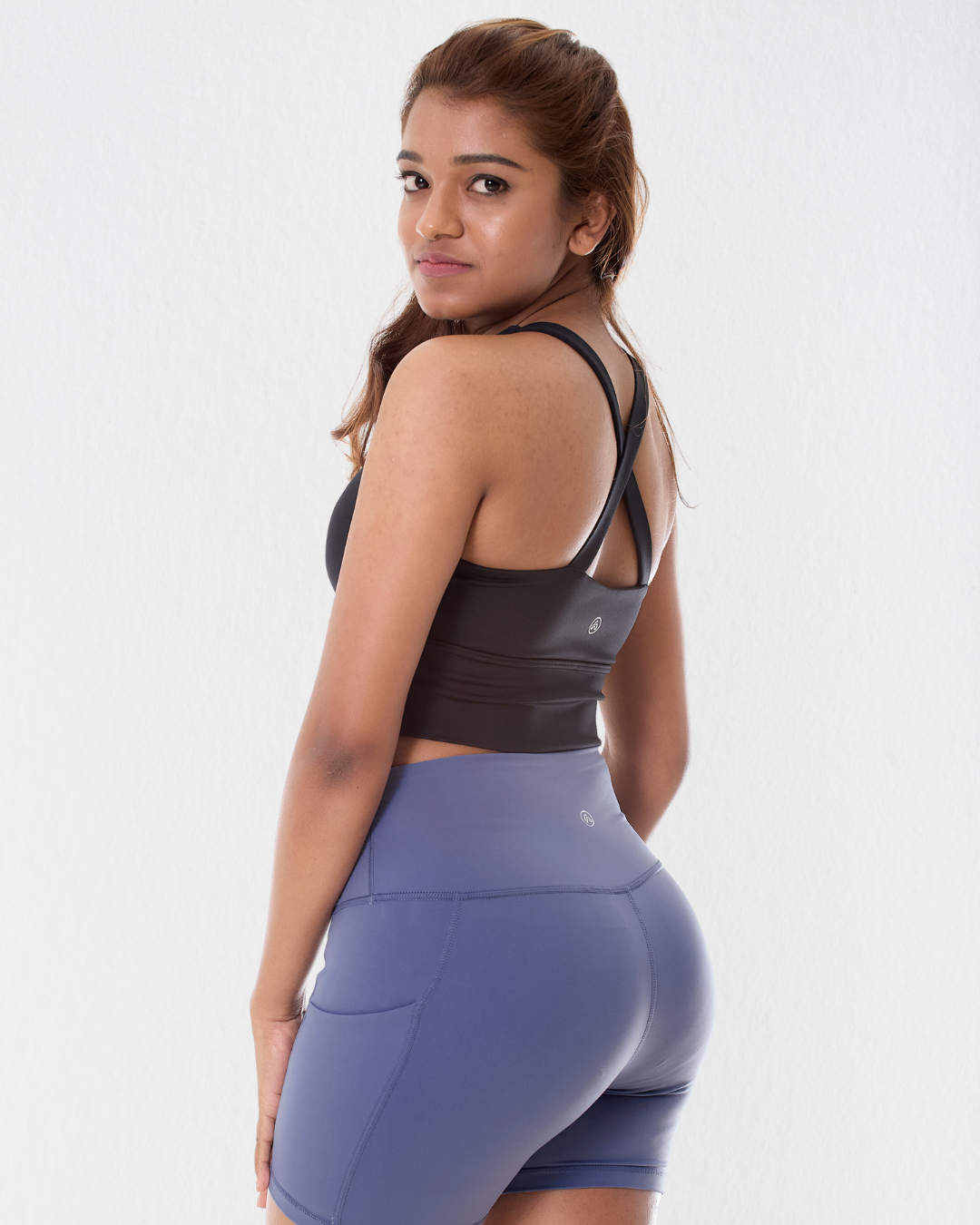 Cross-back Longline Bra in Eclipse