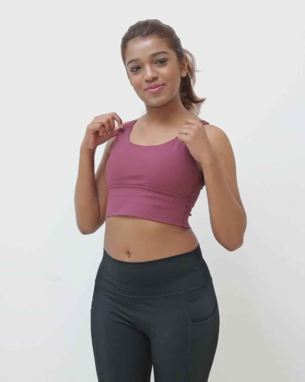 Cross-back Longline Bra in Terra