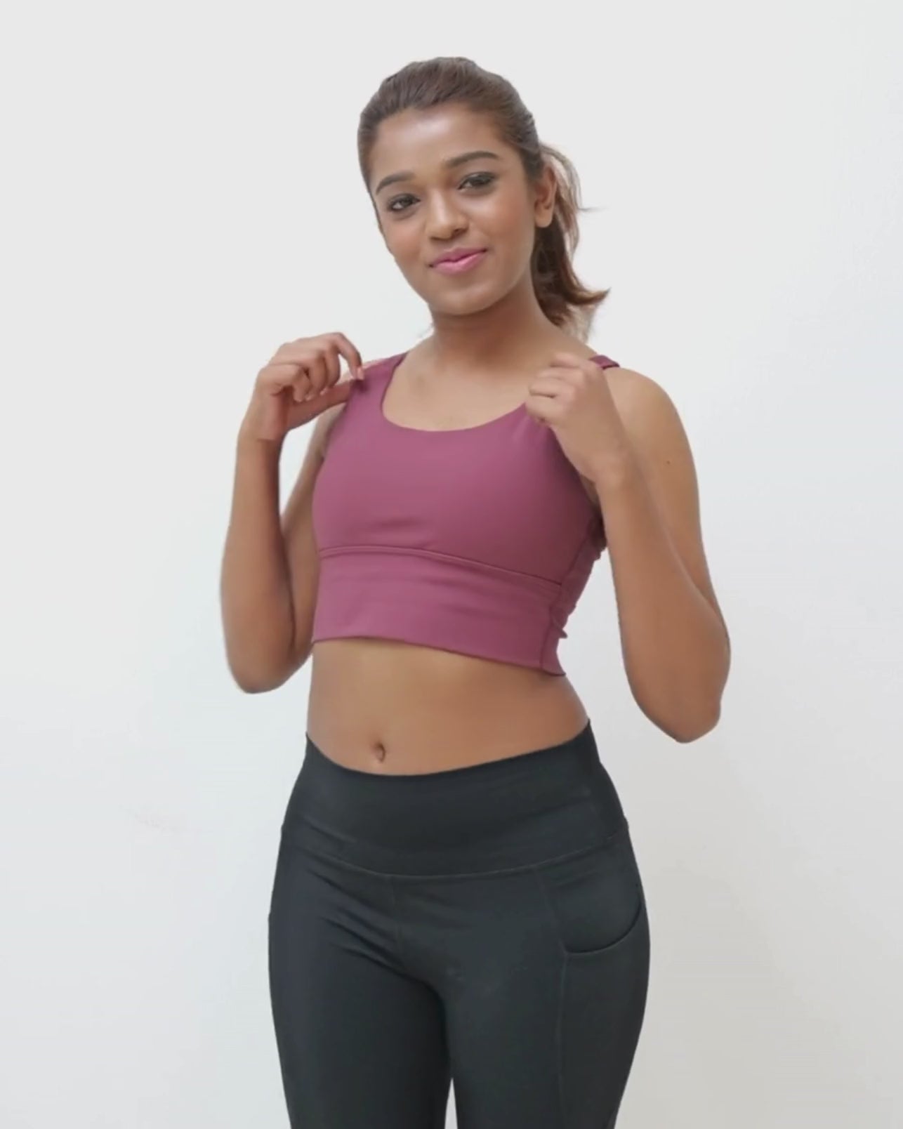 Cross-back Longline Bra in Terra